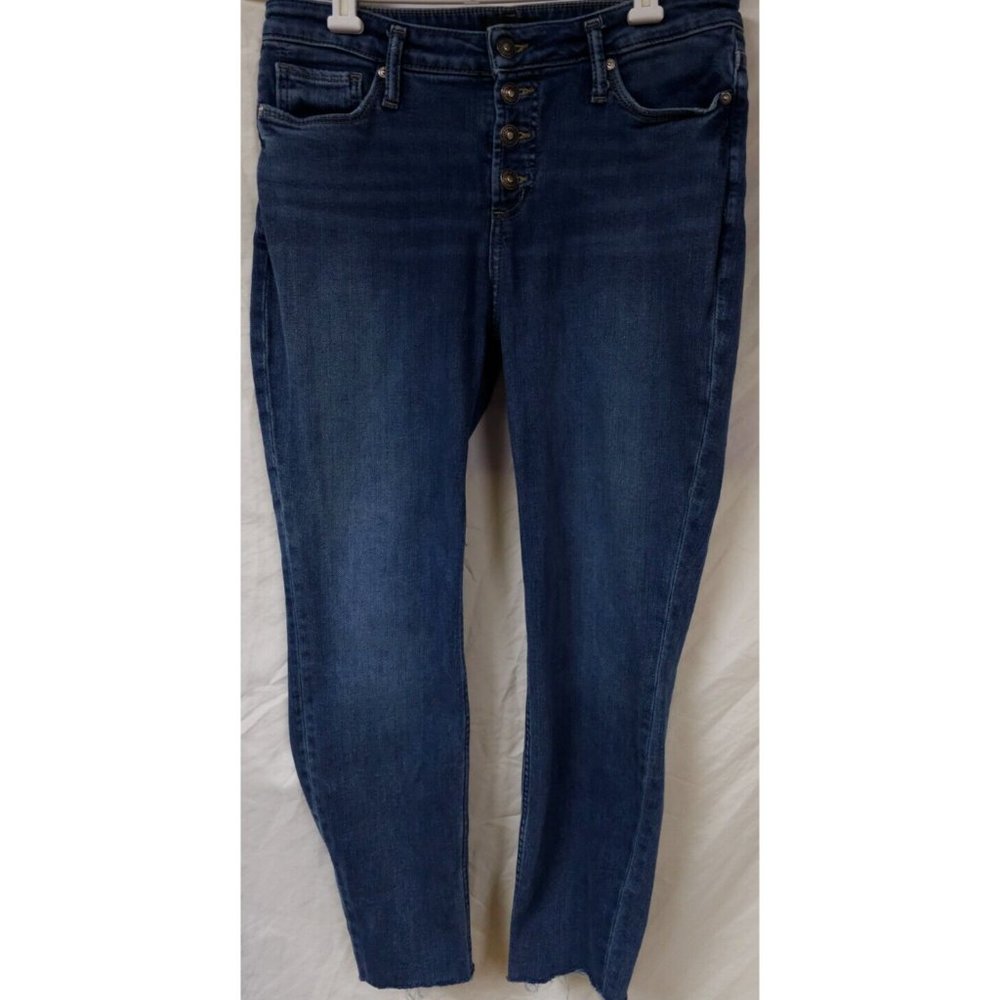 Silver Jeans Co Womens 30X26 High Note Skinny Exposed Button Fly Raw Hem Jeans